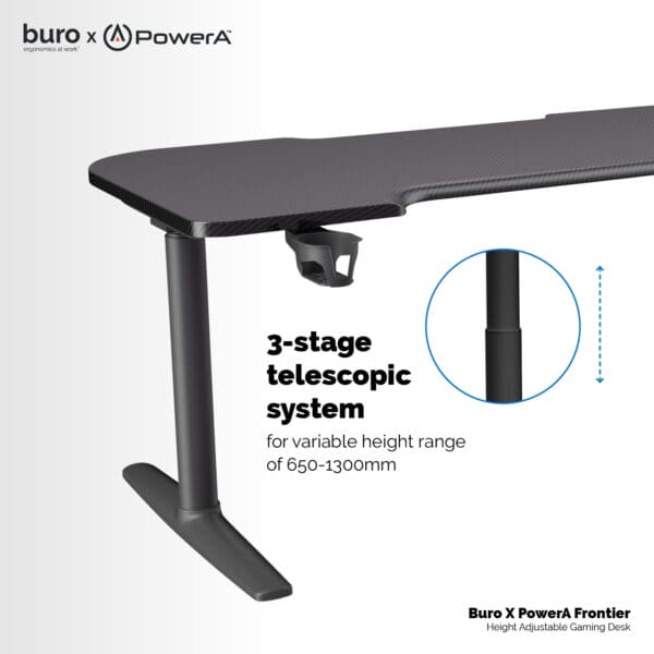 Buro Frontier Gaming Height Adjustable Desk Black