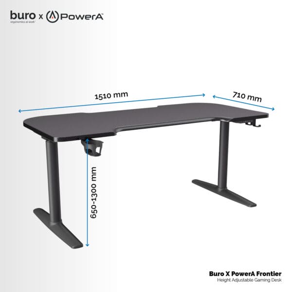 Buro Frontier Gaming Height Adjustable Desk Black