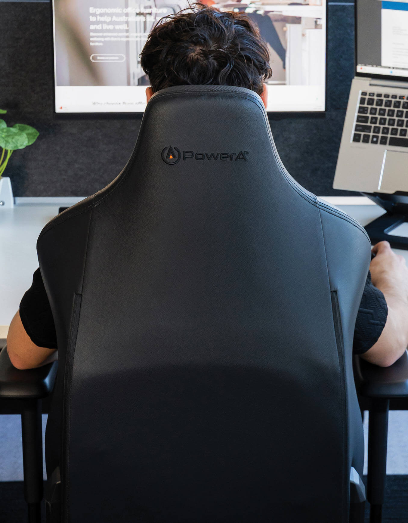gaming chair used as an office desk chair