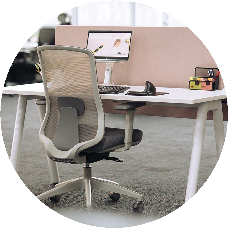 A Frame Round Leg Desk in White