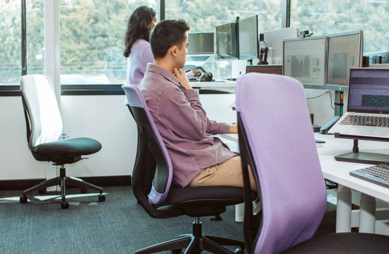 Buro Axon office chair with purple coloured cover slips